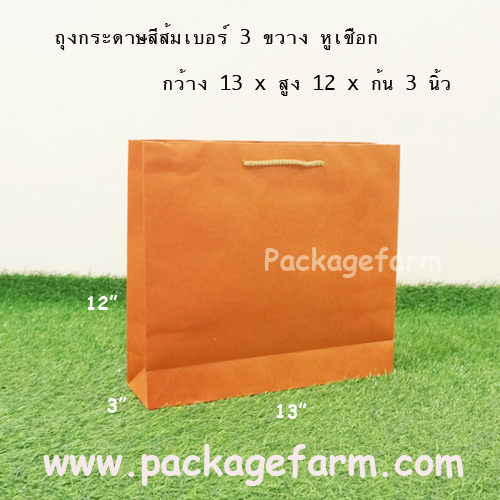ถุงกระดาษสีเบอร์ 3 ทรงขวาง ขนาด 13" x 12" x 3"