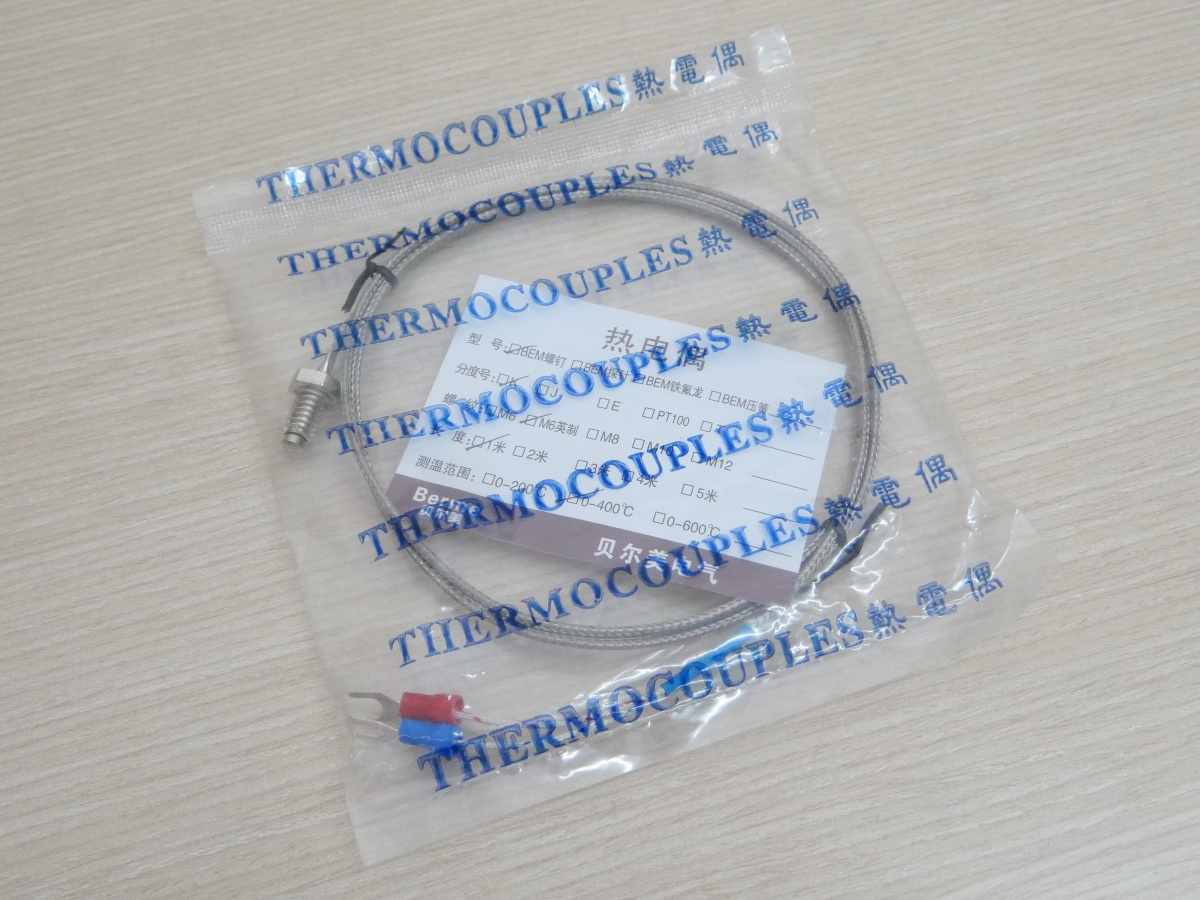 1M Cable หัวเกลียว M6x1.25 K Type Thermocouple 0-400C Sensor Probe