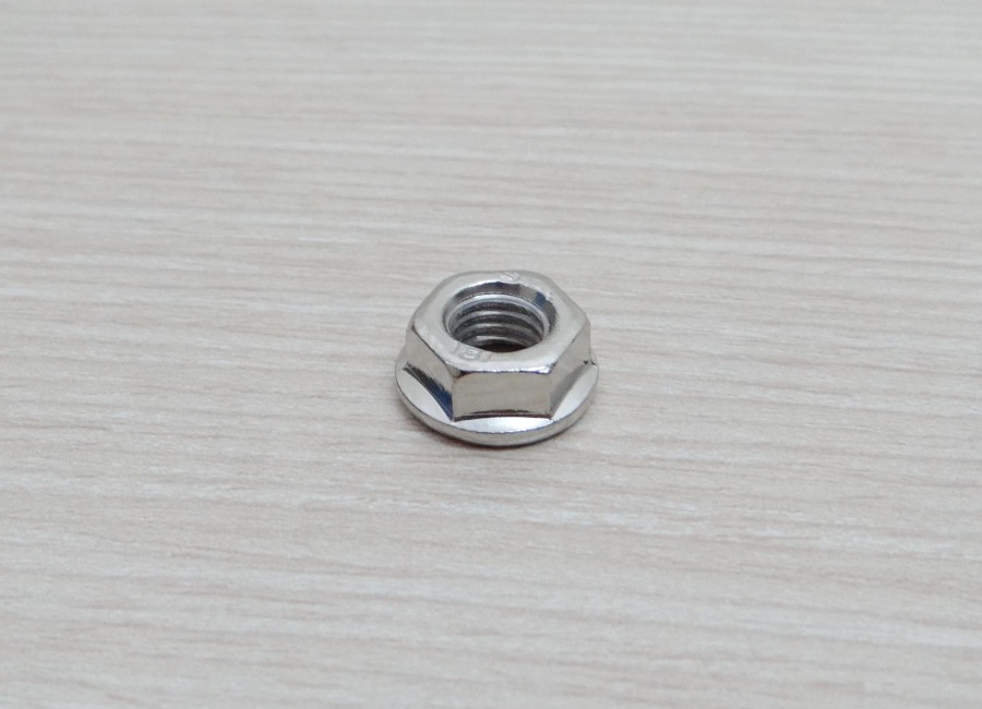 M8 Hex Flange Nut Metal Lock Nuts DIN6923 Nickel Plating (10ตัว/ถุง)