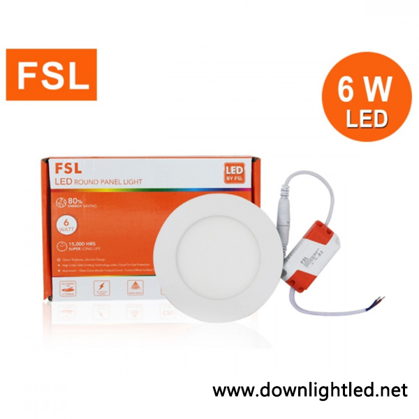 ดาวน์ไลท์ LED 6w หน้ากลม ยี่ห้อ FSL (แสงส้ม)