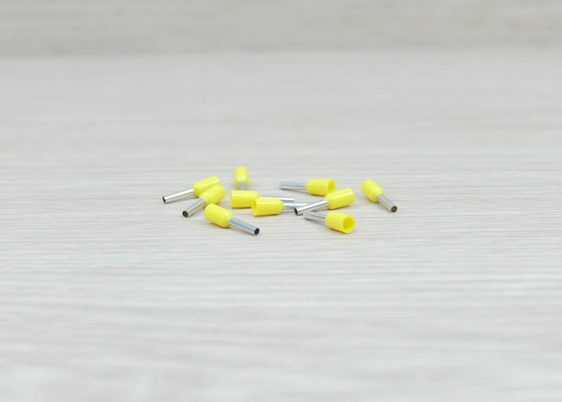 E1008 (Yellow) Terminal เหมาะกับสาย 18AWG (แพ็ค100ชิ้น)