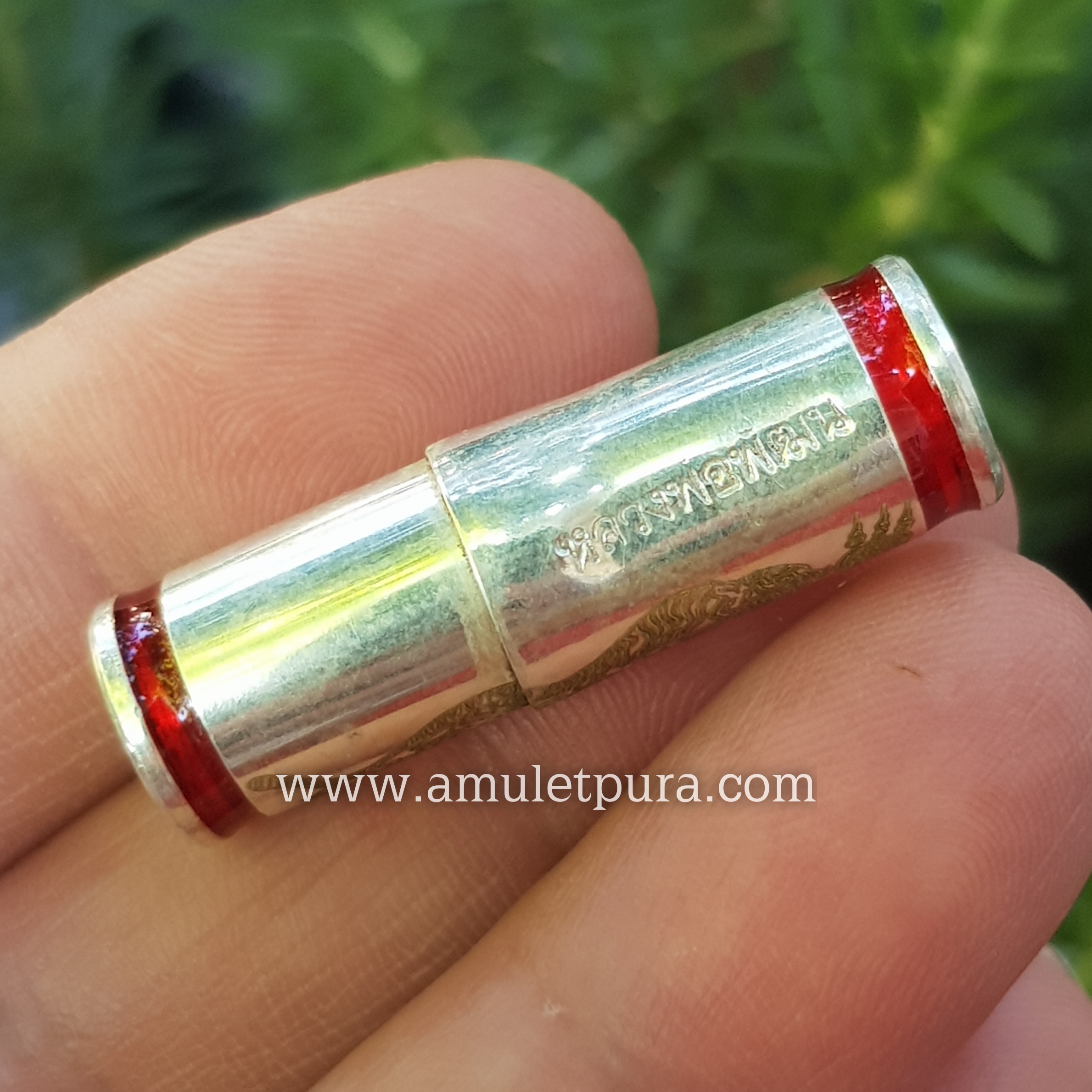 ตะกรุดปลอกลูกปืน(แยกชุดกรรมการ ชุบเงิน ขอบลงยาแดง)รุ่นพยัคฆ์ปราบไพรี รวย 100 ปี ปี64 หลวงพ่อพัฒน์ วัดห้วยด้วน จ.นครสวรรค์ (มีโค้ด หมายเลข 880)