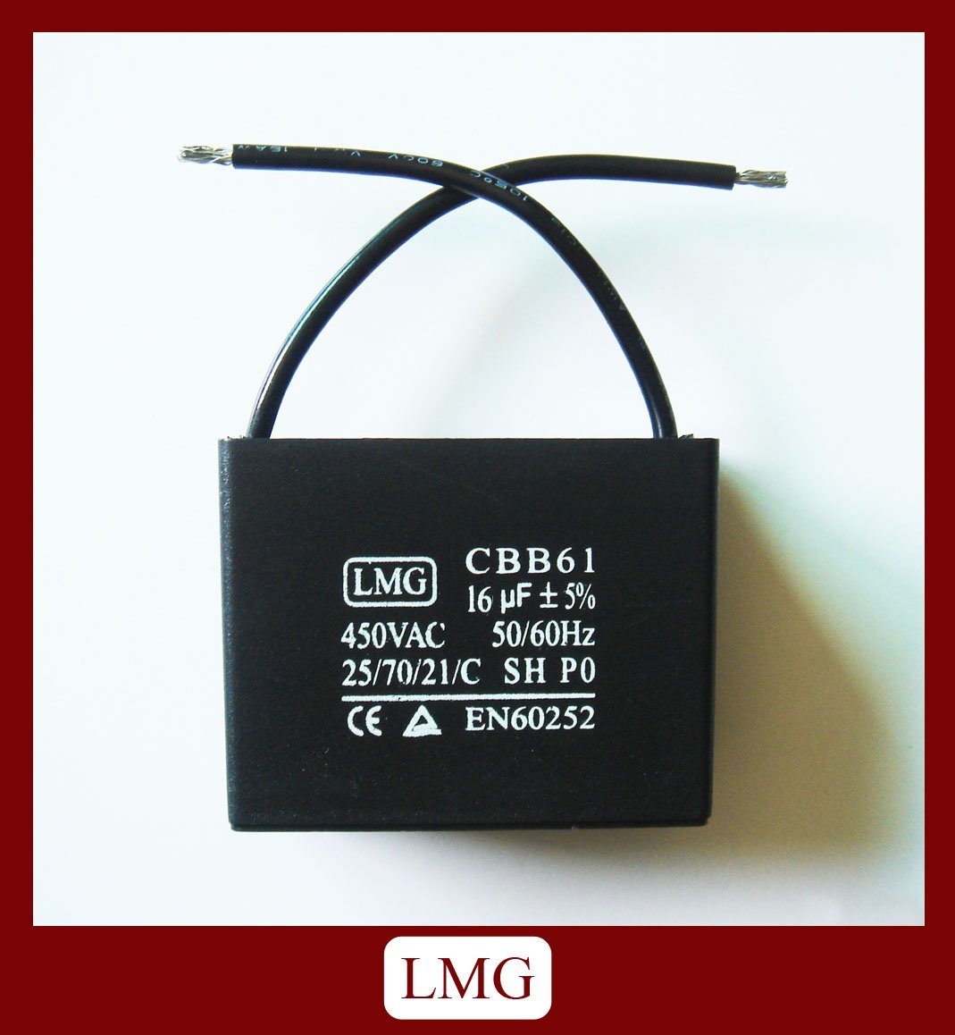 คาปาซิเตอร์ LMG 16 uF 400/450V สี่เหลี่ยม แคป พัดลม cap capacitor
