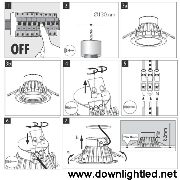 ดาวน์ไลท์ LED Philips แบบฝัง แสงส้ม