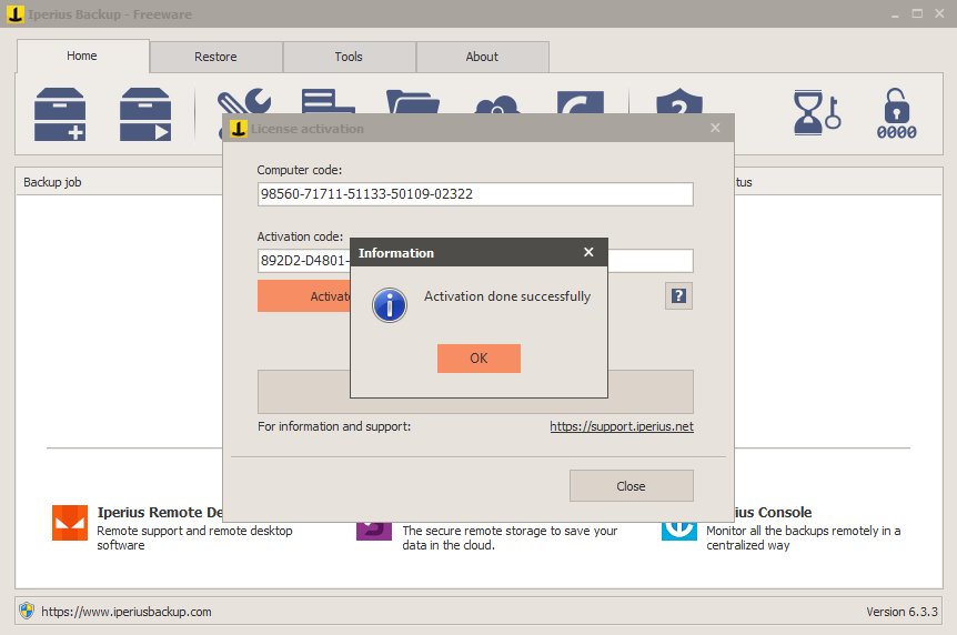 Iperius Backup 2020 คีย์แท้ สามารถใช้งานได้ 1 เครื่อง