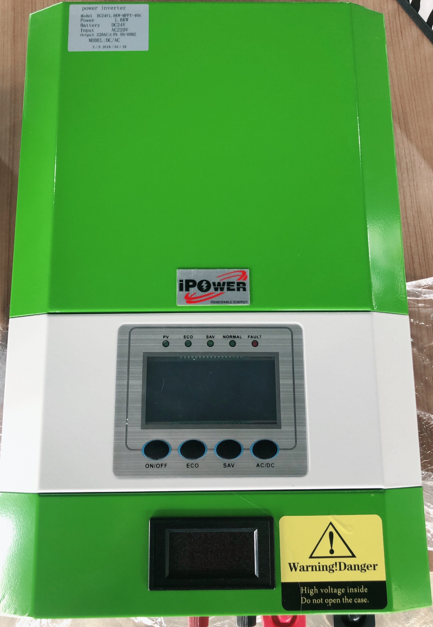 อินเวอร์เตอร์ ออฟกริด หม้อแปลงเทอรอยด์ ขนาด 1800w 24v ชาร์จเจอร์ 40A MPPT