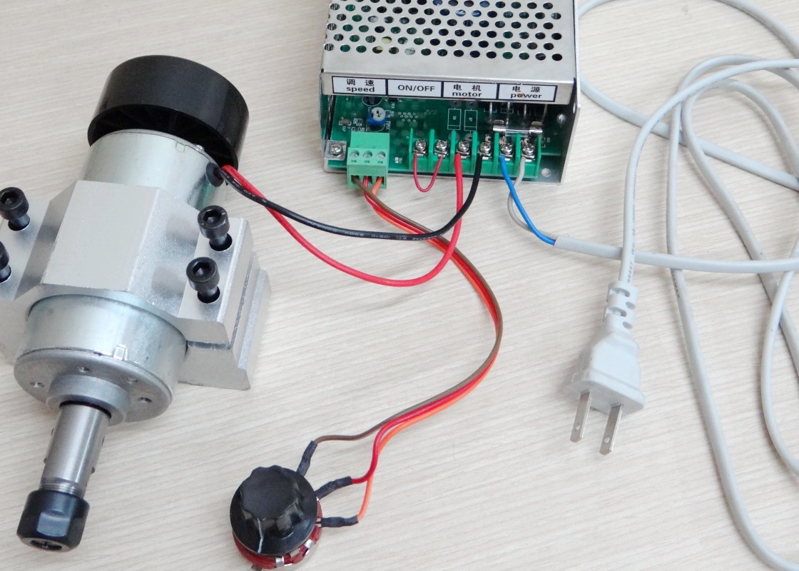 300W Spindle Motor (Max.12000rpm) + ER11 Collet + 52mm Clamp + Power Supply Speed Control
