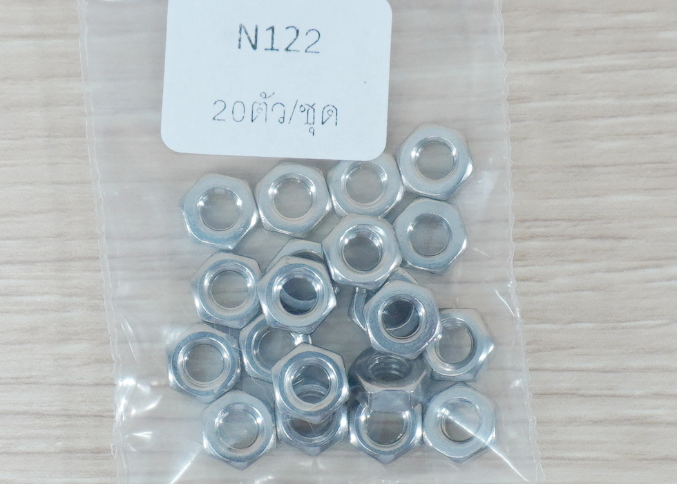 Hex Nuts M4x0.7mm Stainless Steel 304 (20ตัว/ถุง)