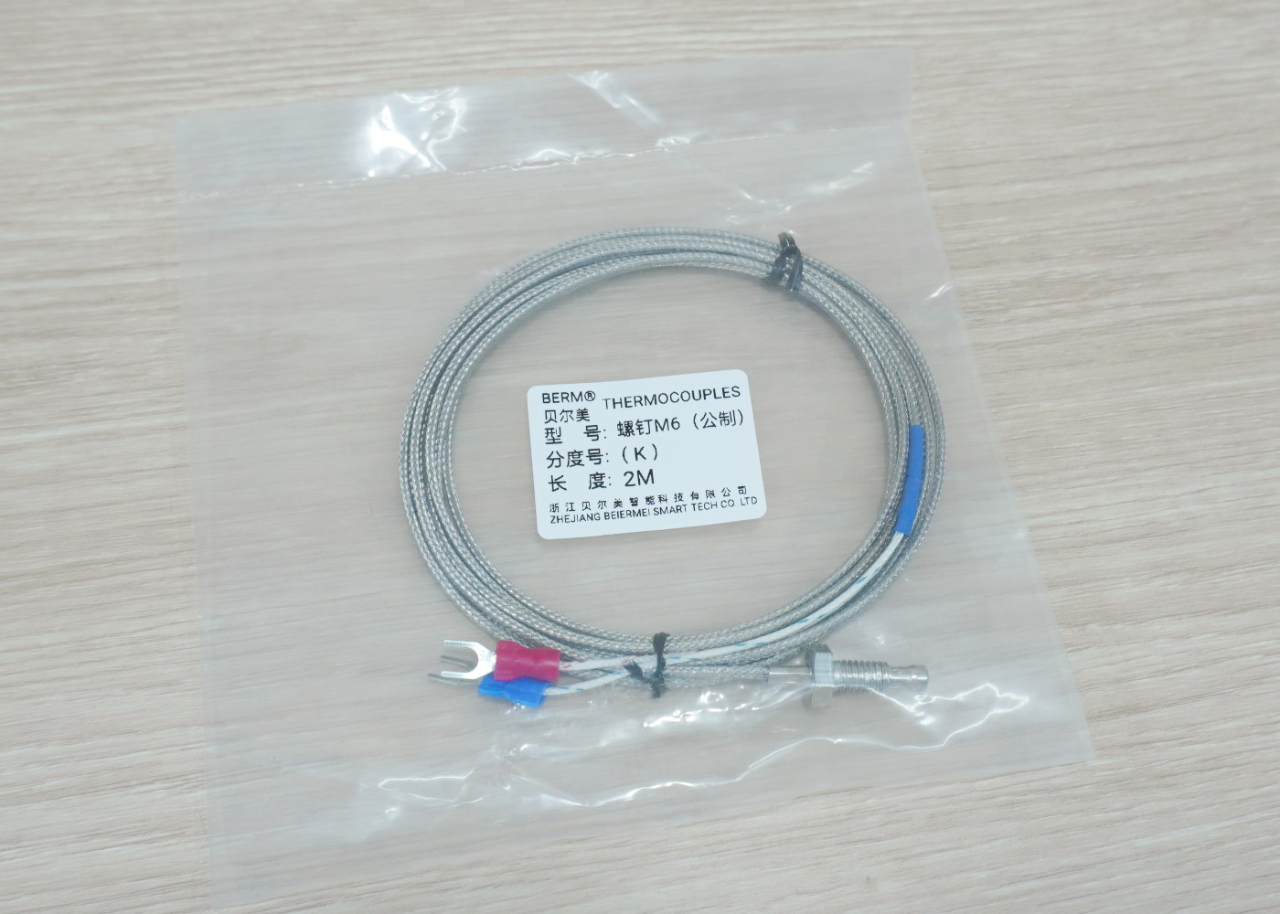 2M Cable หัวเกลียว M6x1.0 K Type Thermocouple 0-400C Sensor Probe