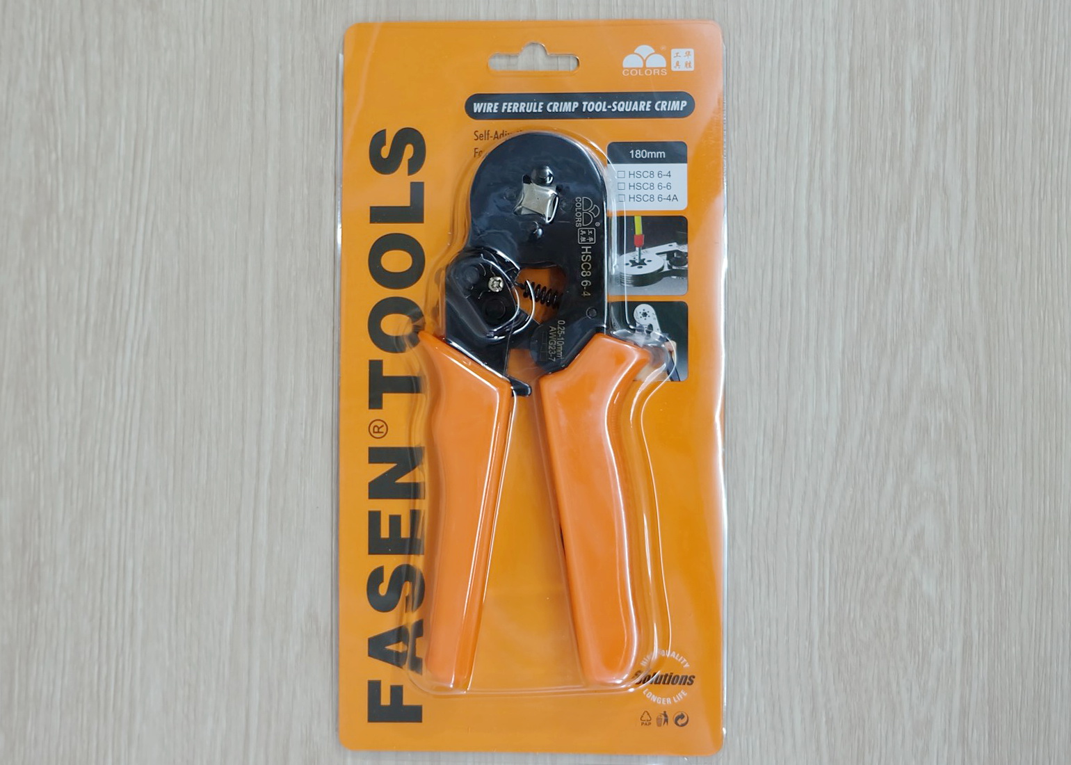 HSC8 6-4 คีมเข้าหัวสายไฟ 0.25-10 mm Tubular Terminal Crimper 23-7AWG