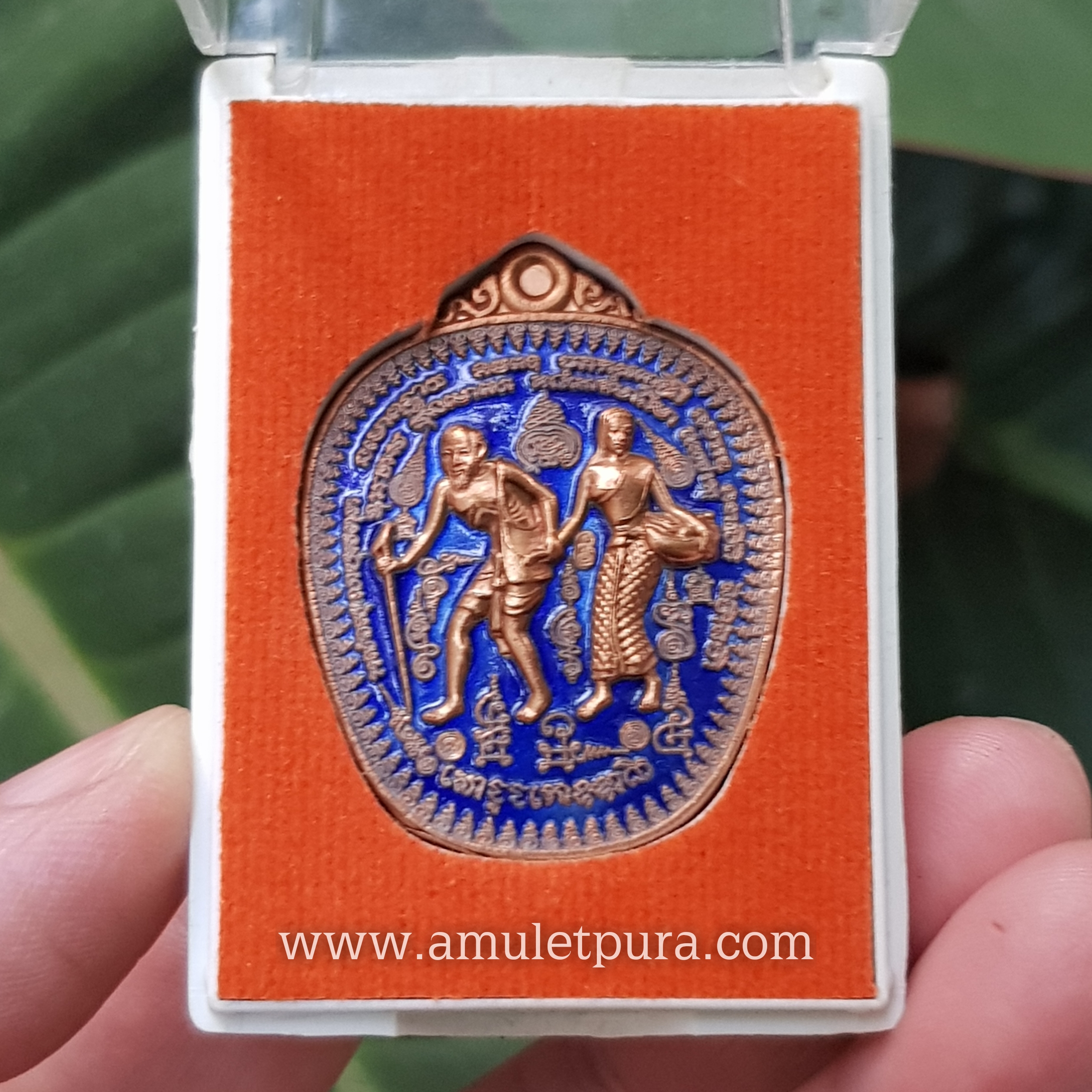 ชูชกจูงนาง(ทองแดงลงยาสีน้ำเงิน)รุ่นเศรษฐีโภคทรัพย์ ปี56 หลวงพ่อสัญญา วัดกลางบางแก้ว จ.นครปฐม(มีโค้ด หมายเลข ๒๐๐)