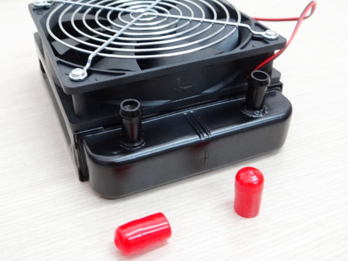 120mm Aluminum Radiator Water Cooling 10 Tube Heat Exchanger (หัวจุก 10mm) + 1 Fan 12V DC