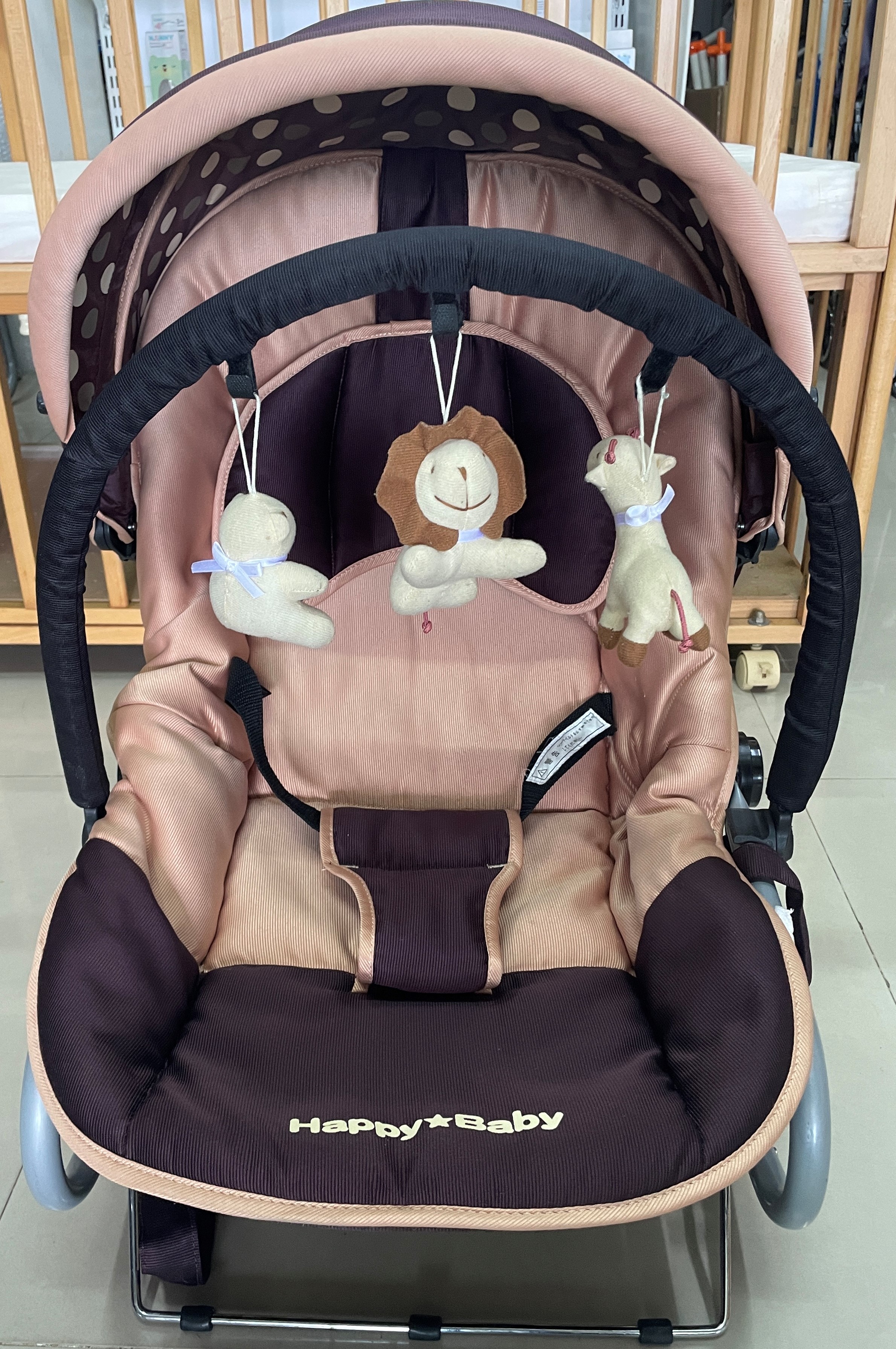 Happy baby เปลโยกเด็ก เปลเด็ก ขนาดใหญ่ Happy baby 0-3ขวบ เอน นอน นั่งได้ (มือสองญี่ปุ่น) สภาพสวย 90%
