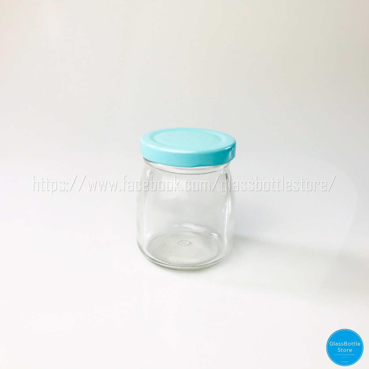 ขวดแก้ว พุดดิ้ง 150ml ฝาเกลียวล็อคสีฟ้า