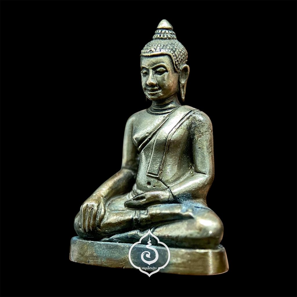 พระอู่ทองสุวรรณภูมิ ปี47 (เนื้อสัมฤทธิ์รมดำ) ที่ระลึกเปิดอาคารเรียนเจ้าคุณธงชัย โรงเรียนวัดแหลมแค จ.ชลบุรี (มีโค้ดใต้ฐาน)