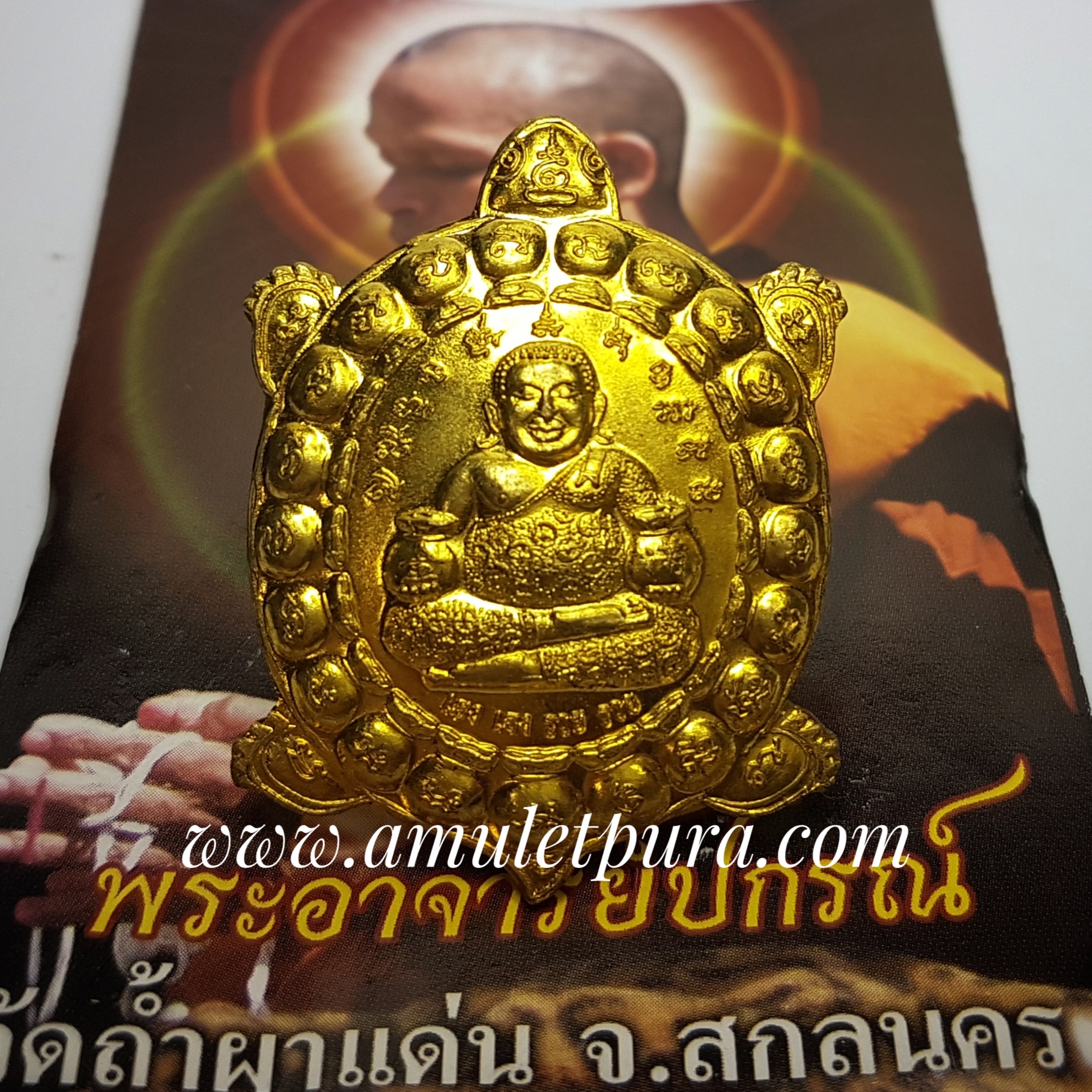 พญาเต่าเรือน (ทองทิพย์) รุ่นยิ่งเลื่อนยิ่งรวย หลวงพ่อปกรณ์ วัดถ้ำผาแด่น จ.สกลนคร (มีโค้ด หมายเลข 2260)