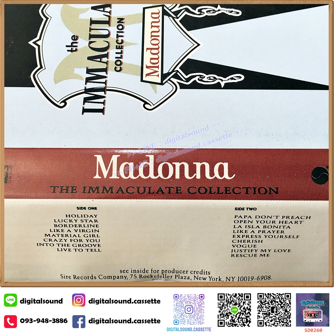 เทปคาสเซ็ท ตลับเทป MADONNA อัลบั้ม the immaculate collection