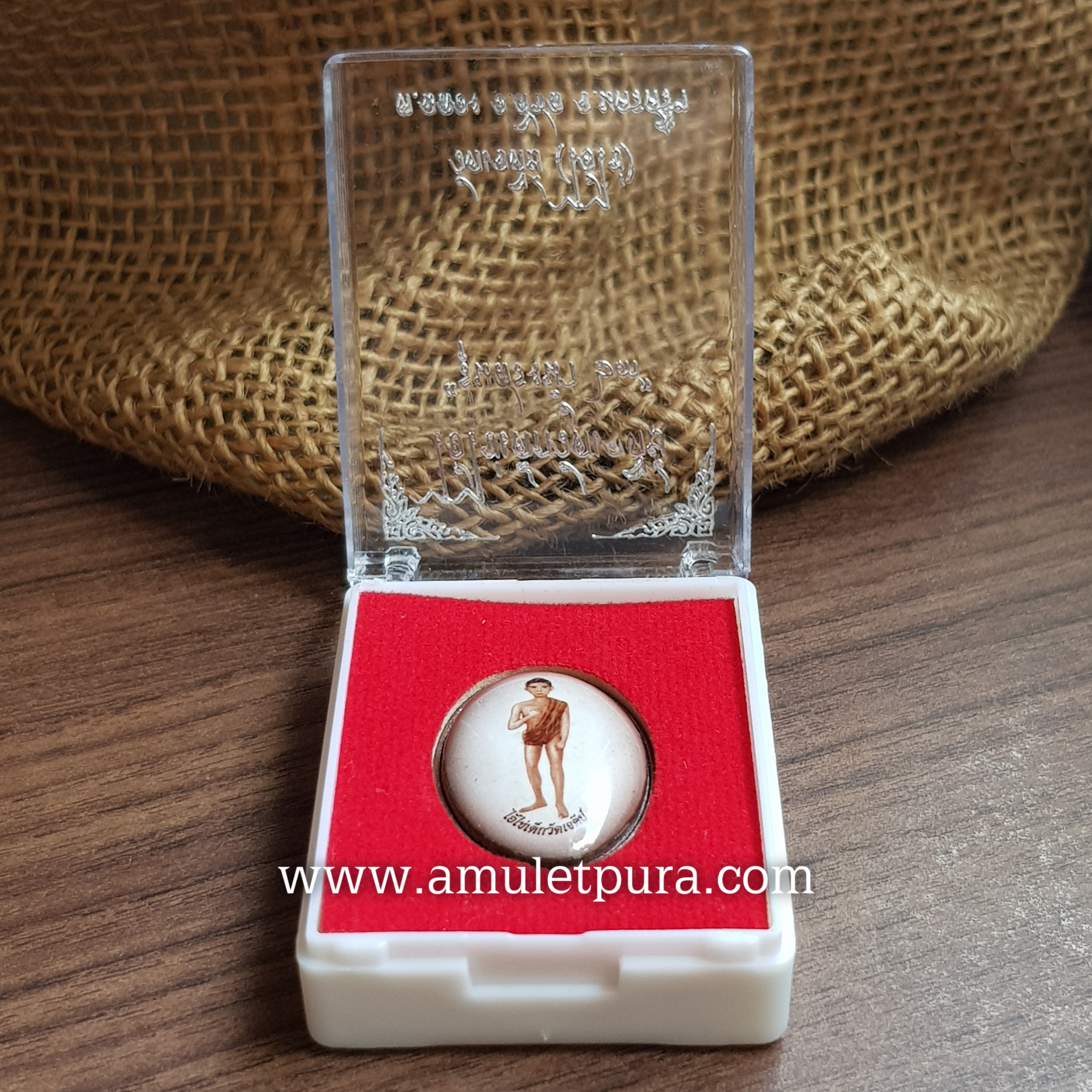 ล็อกเก็ตไอ้ไข่เด็กวัดเจดีย์(ฉากซีเปียหลักทองแดงรมดำ)รุ่นสรงน้ำ63 วัดเจดีย์ จ.นครศรีธรรมราช(ตอกโค้ด)