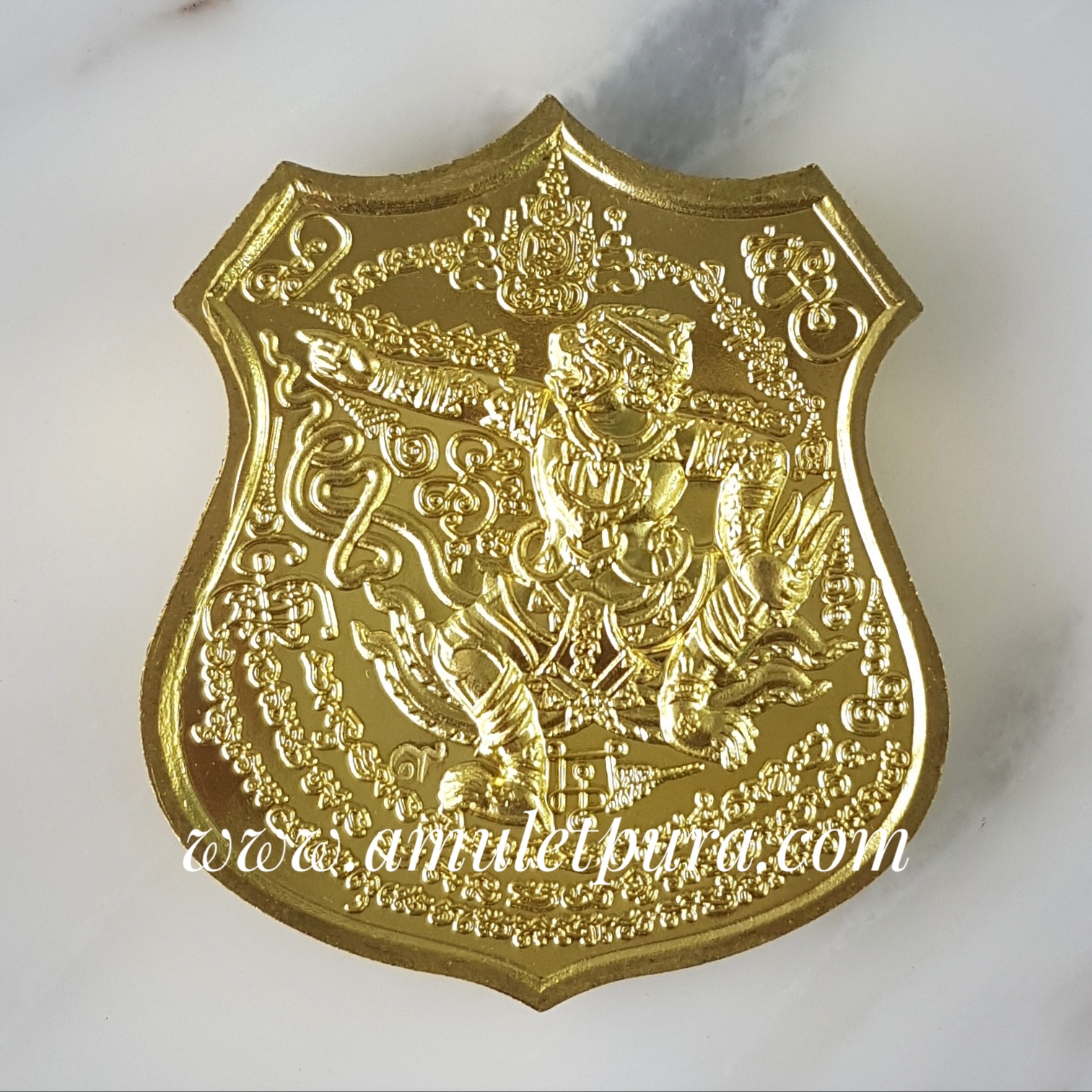 เหรียญนารายณ์ปราบจักรวาลหลังหนุมานนิ้วเพชร(ทองฝาบาตร)รุ่นแรก ไหว้ครูปี55 หลวงพ่อชู วัดทัพชุมพล จ.นครสวรรค์