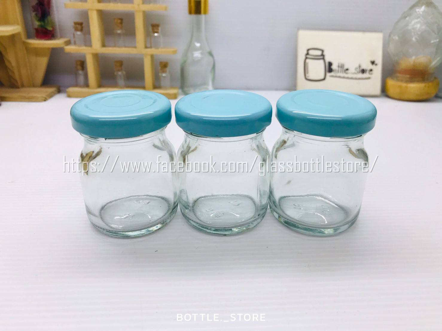 ขวดแก้ว ซุปไก่ 45ml ฝาเกลียวล็อคสีฟ้า