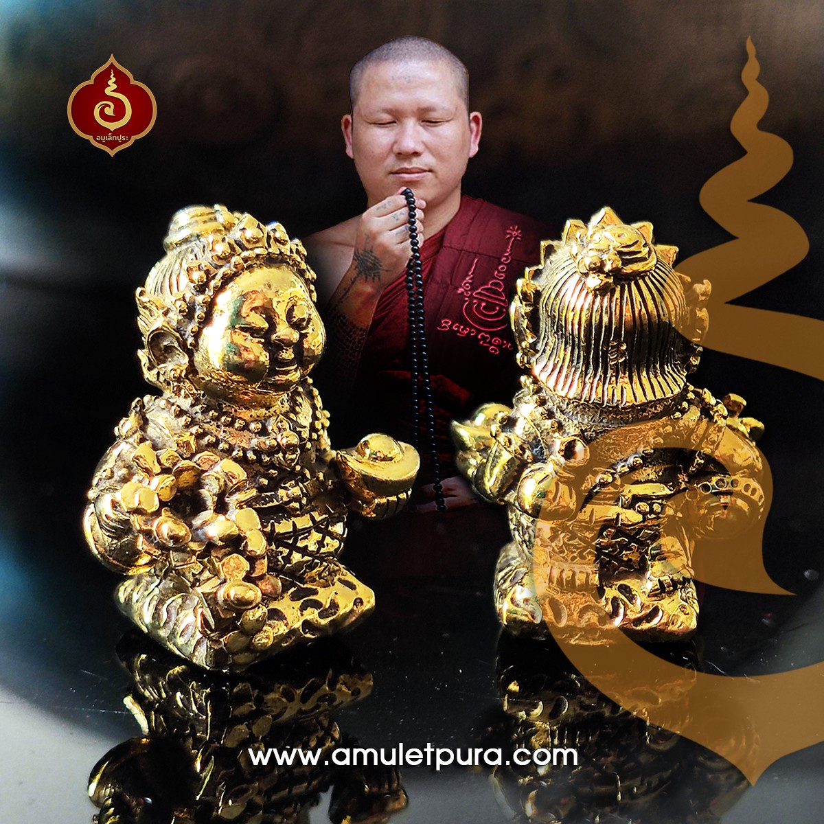 กุมารีดูดทรัพย์รับเงิน ชุดเหรียญเงิน (ทองเหลืองอุดมวลสารฝังตะกรุด) ปี54 ครูบาสุบิน สำนักสงฆ์บ้านร้านตัดผม จ.ชุมพร (มีโค้ด)