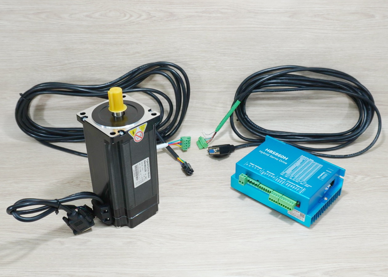 Hybrid Closed-Loop Stepper Motor (Nema34) 86HBS120 แรงบิด 12N.m 5.6A Shaft 14mm + HBS860H Driver