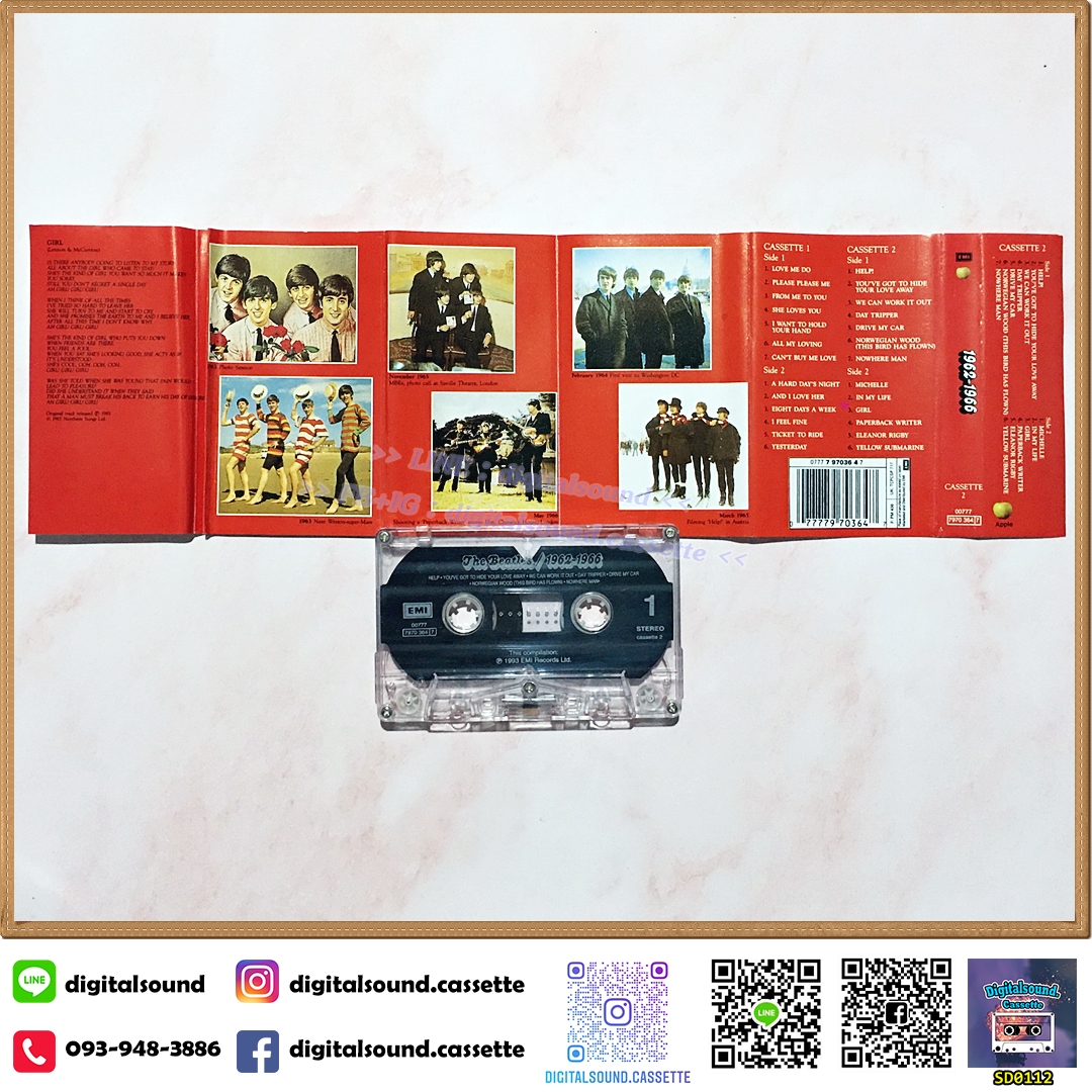 ⚠️ม้วนมีรอยแตก ขายเทปเพลง เทปคาสเซ็ท THE BEATLES อัลบั้ม The Beatles 1962-1966