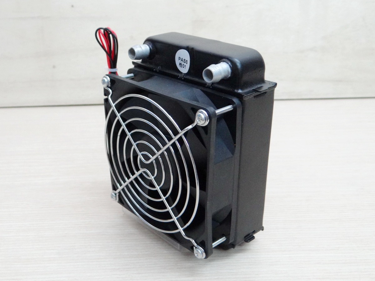 90mm Aluminum Radiator Water Cooling 10 Tube Heat Exchanger (หัวจุก 10mm) + 1 Fan 12V DC