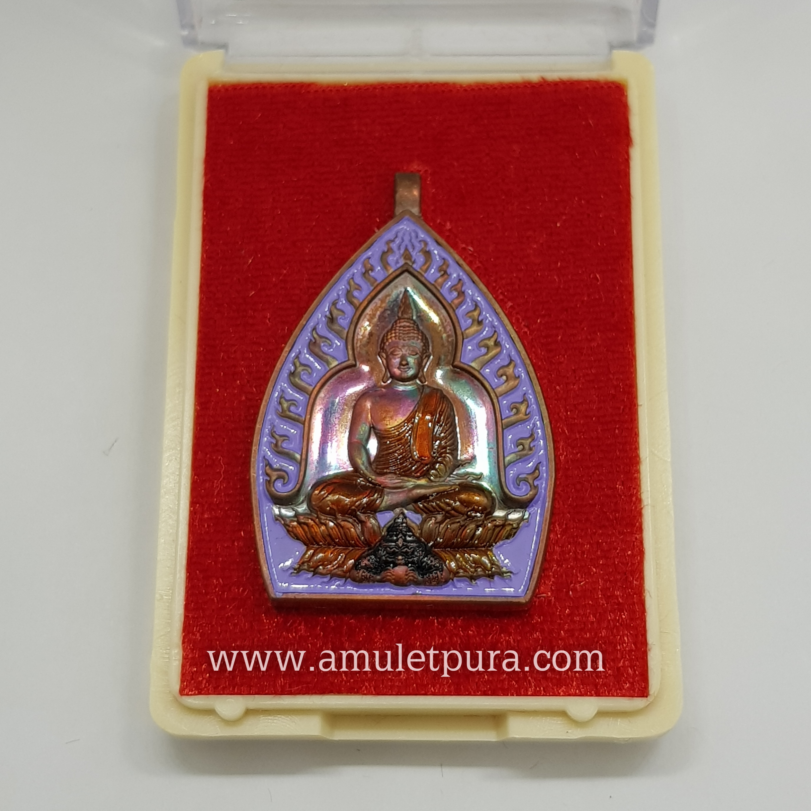 เจ้าสัวพุทธศิลป์(ทองแดงรมรุ้งลงยาม่วง)รุ่นรวยพันล้าน อายุวัฒนะมงคล75 ปี ปี64 พระอาจารย์สัญญา(คง)วัดกลางบางแก้ว จ.นครปฐม(มีโค้ด หมายเลข126)