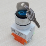 LAY37-11Y2 Rotary Switch + key 2 position 10A Flush 1NO/1NC 22mm (Self-lock)
