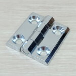 บานพับ Hinge 60x60 mm Zinc alloy หนา 8 mm ระยะรู 35x35 mm, รูยึด 8.2 mm (สีเงิน)