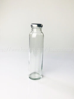 ขวดแก้ว น้ำผลไม้ทรงสูง 300ml ฝาเกลียวล็อคสีเงิน