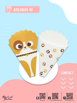 BTB CREPE 10 ซองเครปฟู้ดเกรด พิมพ์ลายน้องแมว ขนาด 12.5 x 20 cm