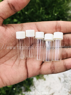 ขวดแก้วจิ๋ว 2ml สีใส ฝาพลาสติกสีขาว
