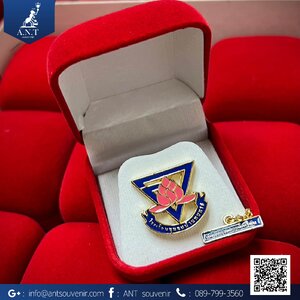 เข็มกลัดตุ้งติ้ง ตราโรงเรียน ชุมชนบ้านพบพระ พร้อมกล่องกำมะหยี่