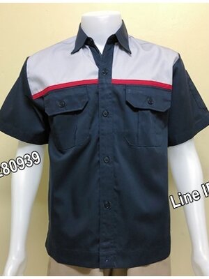 เสื้อช๊อปแขนสั้นแบบกรมอกเทากุ้นแดง (รหัส A29)