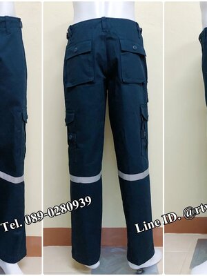 กางเกงช่างผ้าเวสปอยท์ทรงทหาร 7 กระเป๋า สีกรมท่าติดสะท้อนแสง (รหัส B9)