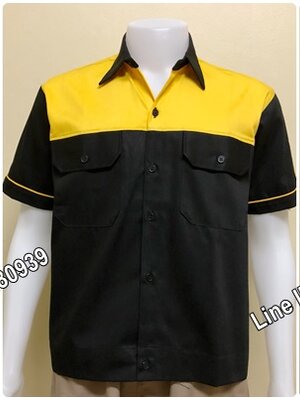 เสื้อช็อปแขนสั้นแบบดำอกเหลือง (รหัส A51)