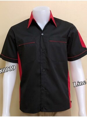 เสื้อช่างแขนสั้นแบบดำข้างแดง (รหัส A87)