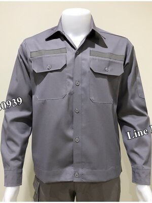 เสื้อช็อปแขนยาวแบบสีเทาติดสะท้อนแสง (รหัส A108)