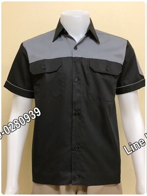 เสื้อช็อปแขนสั้นแบบดำอกเทา (รหัส A58)