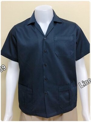 เสื้อวิศวะแขนสั้นแบบสามกระเป๋าจีบสีกรมล้วน (รหัส A8)