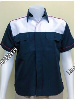 เสื้อช็อปแขนสั้นแบบกรมอกขาวกระดุมซ่อนสาบ (รหัส A3)