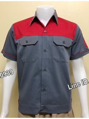 เสื้อช็อปแขนสั้นแบบเทาอกแดง (รหัส A25)