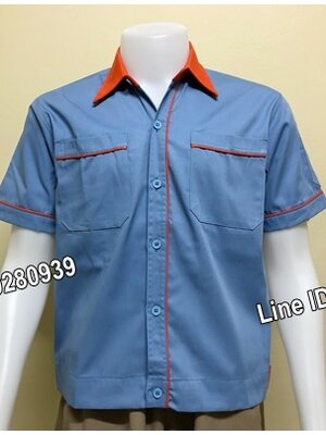 เสื้อช็อปแขนสั้นแบบฟ้ากุ้นส้ม (รหัส A32)