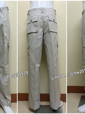 กางเกงช่างผ้าเวสปอยท์ทรงทหาร 7 กระเป๋า สีครีม (รหัส B2)