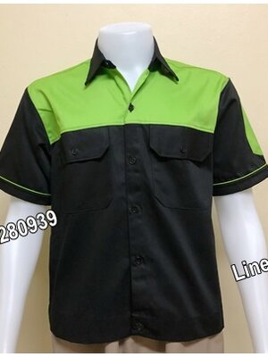 เสื้อช็อปแขนสั้นแบบดำอกเขียว (รหัส A36)