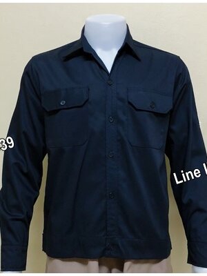 เสื้อช็อปแขนยาวผ้าคอมแบบสีกรมท่าล้วน (รหัส A60)