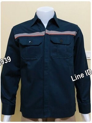 เสื้อช็อปแขนยาวผ้าเวสปอยท์แบบกรมกุ้นส้มติดสะท้อนแสง (รหัส A68)