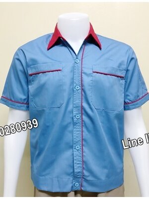 เสื้อช็อปแขนสั้นแบบฟ้ากุ้นแดง (รหัส A33)